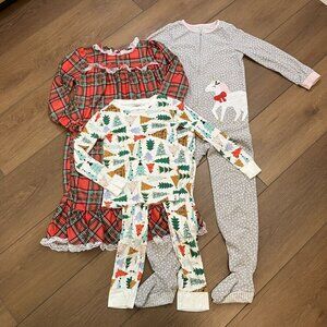 Cozy Kids Pajama Set - Red Plaid, Gray, and Festive Print